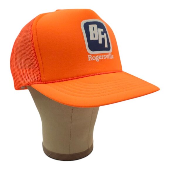 BFI Rope Braid Mesh Snapback Cap Vintage Trucker Foam Baseball Hat Blaze Orange - Picture 3 of 13
